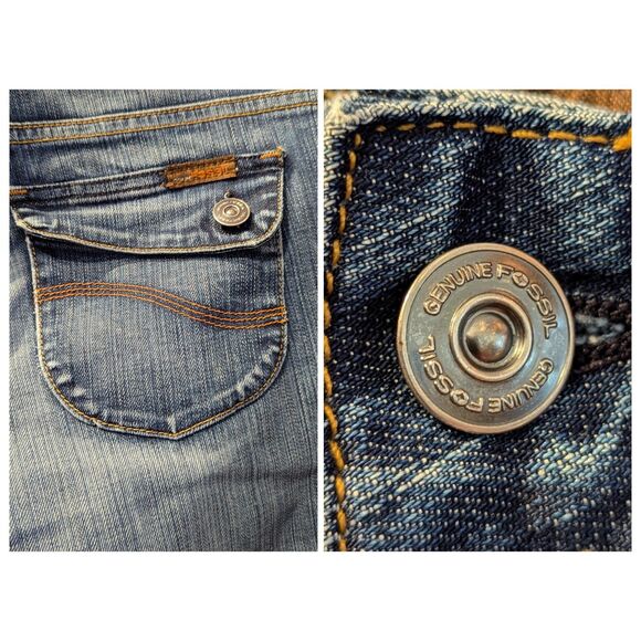 Genuine Fossil Denim Boot Cut, Distressed,Low Rise Jeans  Sz 28 - Picture 3 of 9